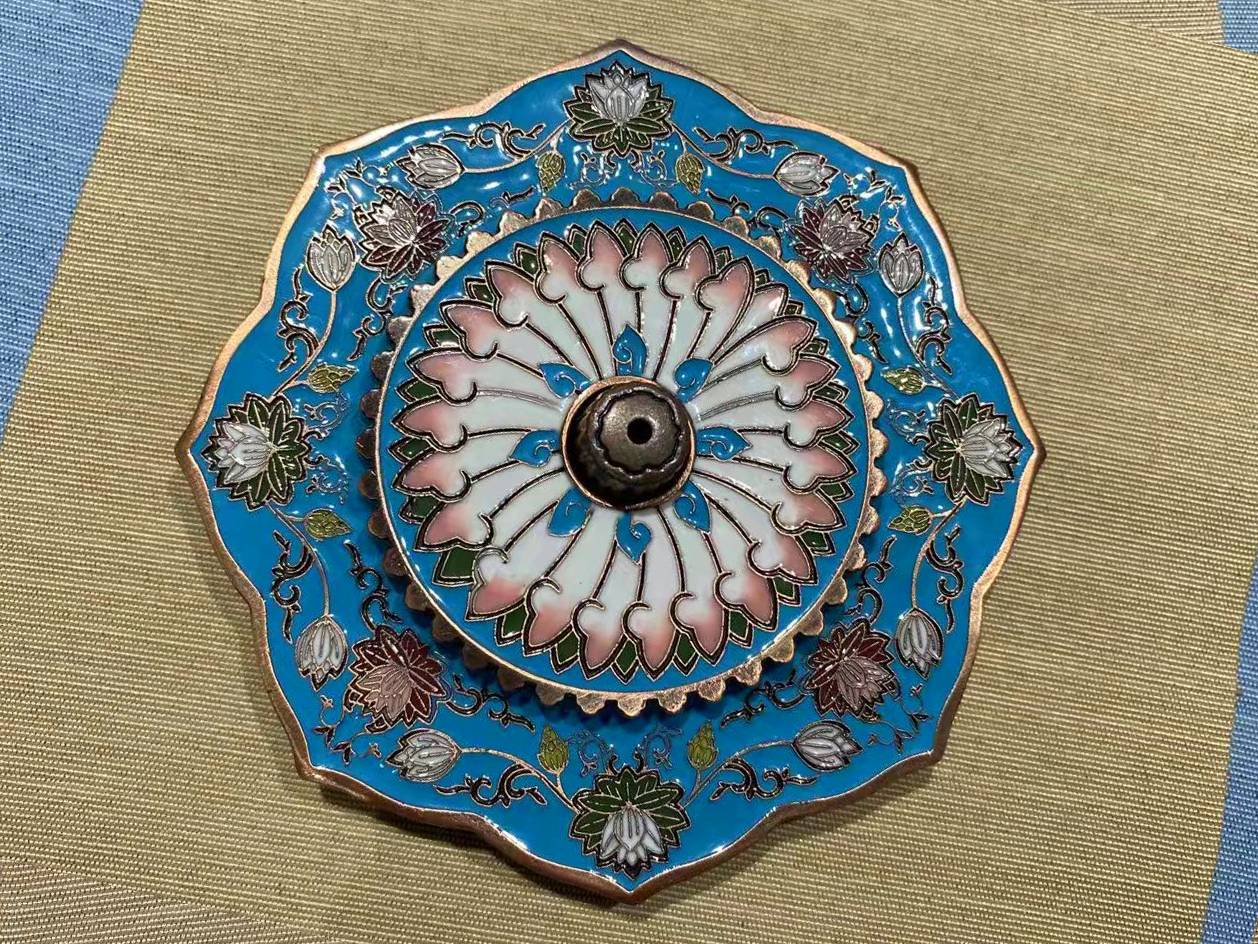 【沉瑜香】琺瑯彩景泰藍香盤